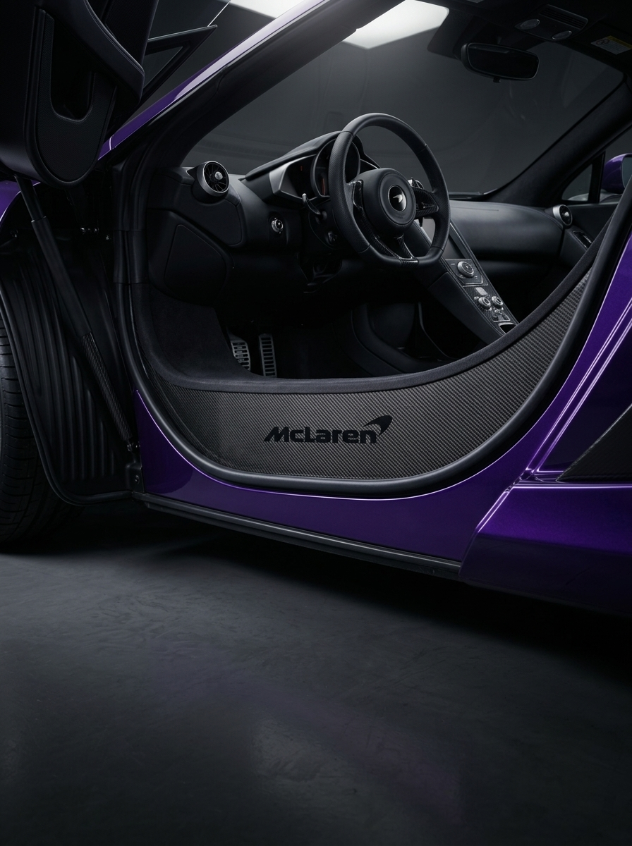 2012-2017 McLaren MP4-12C 650S Polished Door Sill Trims (Pair) - Dry Carbon Fiber