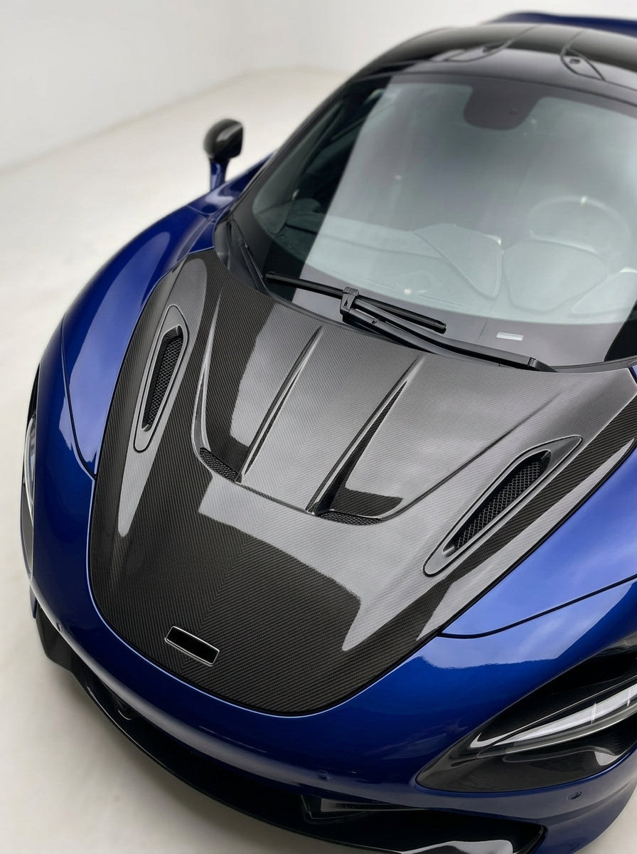 McLaren 720S Dry Carbon Fiber Hood Bonnet Sports Style Bolt-On