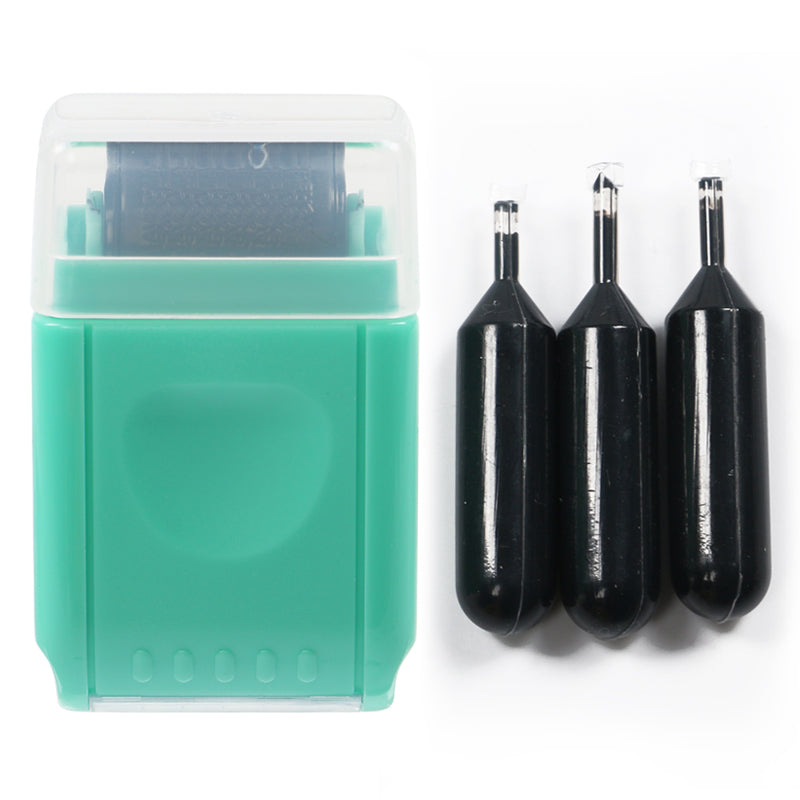 0.67in ID Protection Guard Wide Roller Stamp w/ 3ink Refill Green
