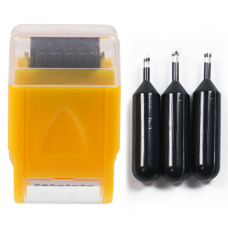 0.67in ID Protection Guard Wide Roller Stamp w/ 3ink Refill Yellow