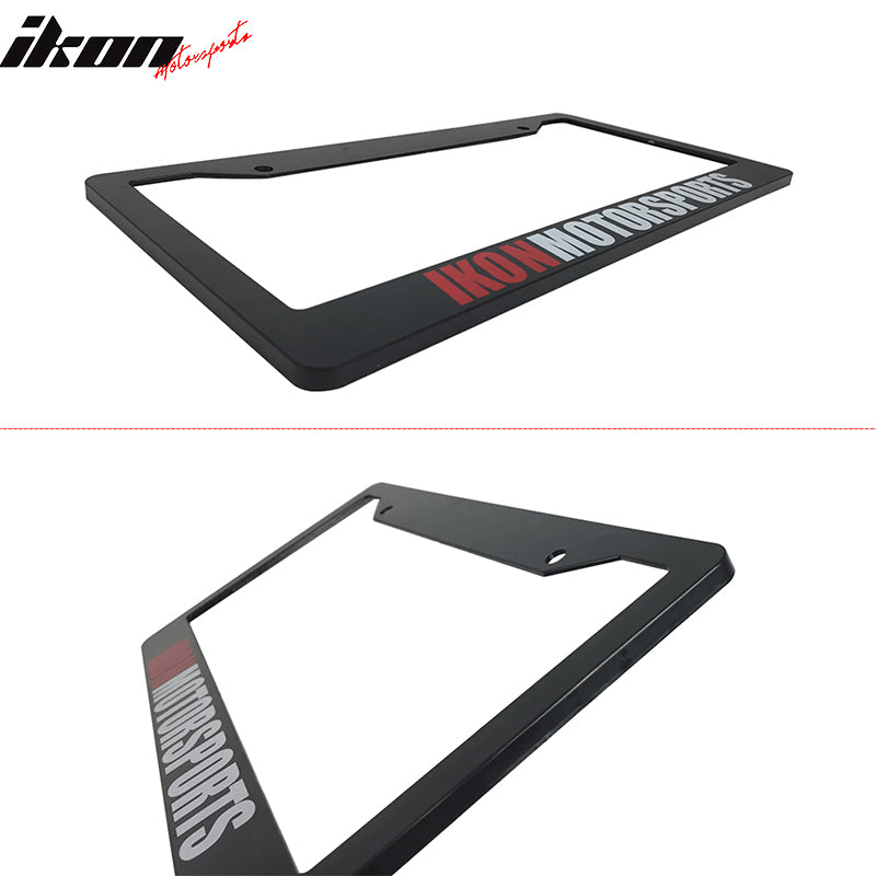 Black License Plate Frame Holder Bracket IKON MOTORSPORTS + Screw Cap
