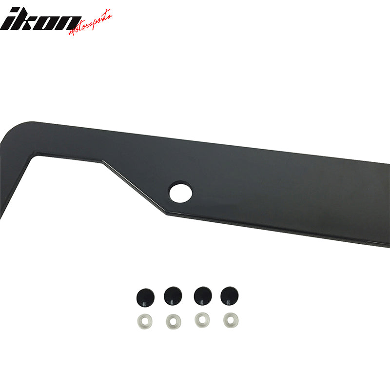 Black License Plate Frame Holder Bracket IKON MOTORSPORTS + Screw Cap