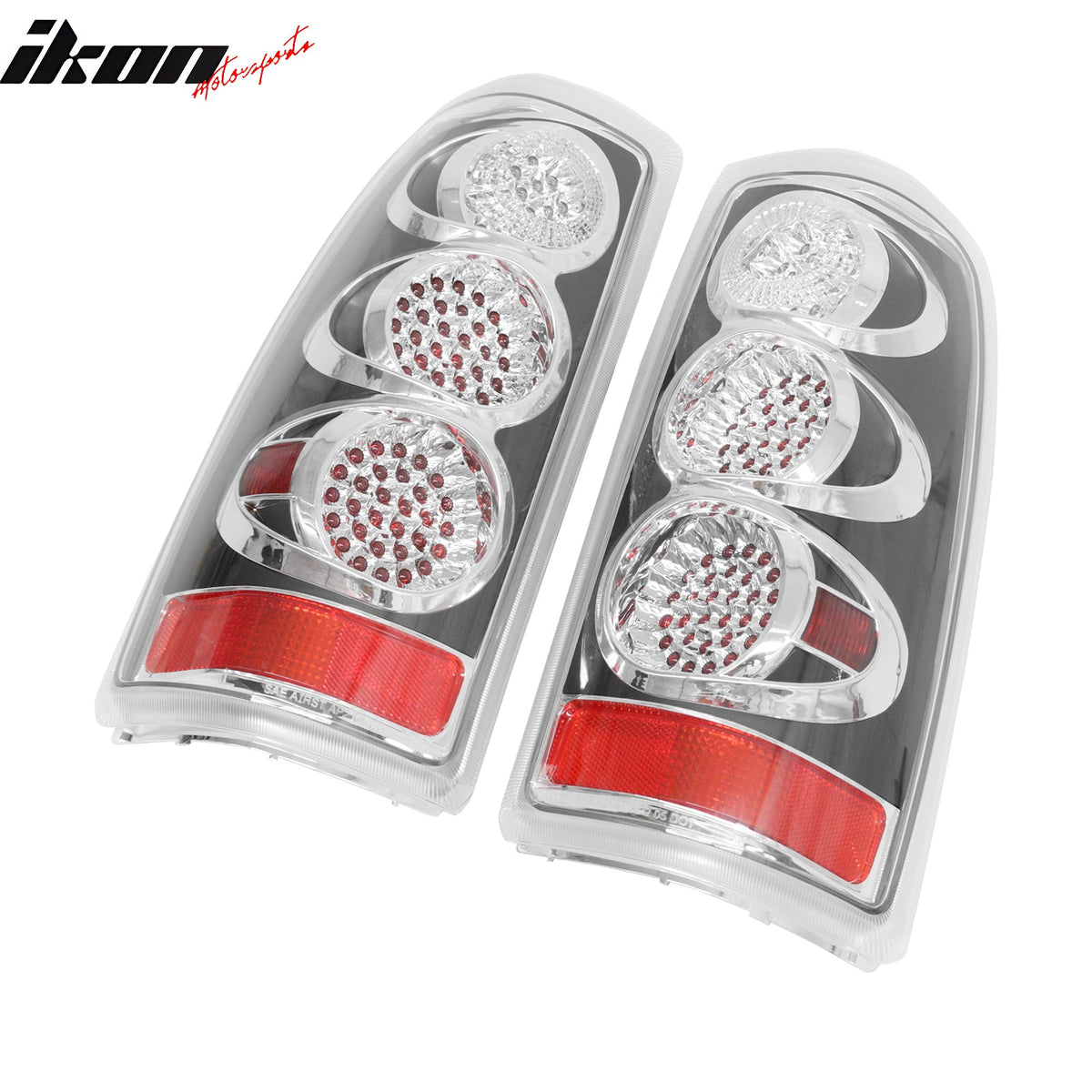 1999-2006 Chevy Silverado & GMC Sierra 1500/2500 2PC RH LH Left Right Driver Passenger Side Rear Tail Lights Lamps Assembly Replacement Chrome Housing