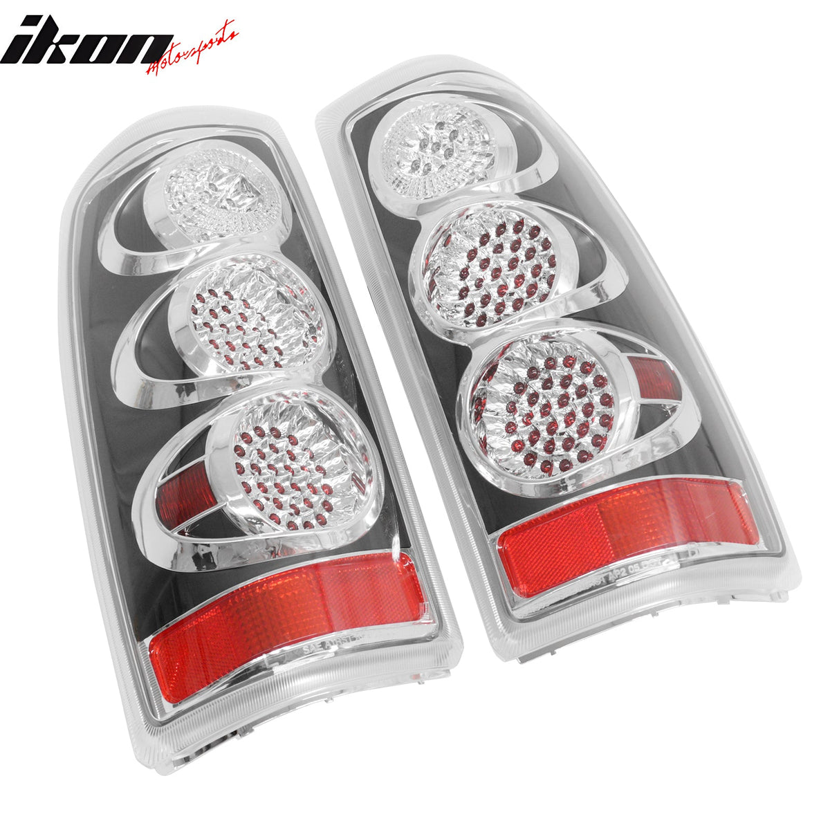 1999-2006 Chevy Silverado & GMC Sierra 1500/2500 2PC RH LH Left Right Driver Passenger Side Rear Tail Lights Lamps Assembly Replacement Chrome Housing