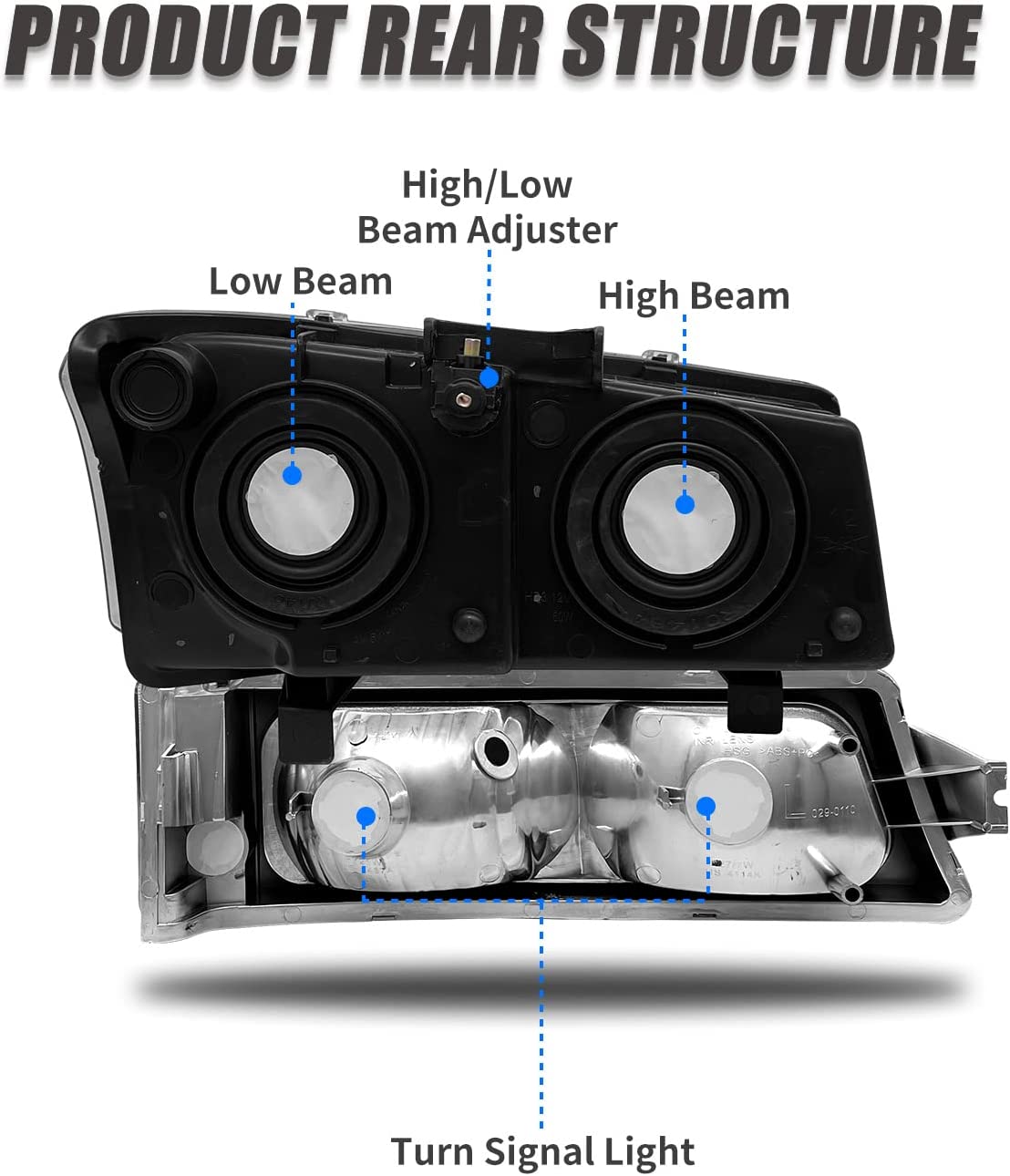 2003-2006 Silverado Headlight Assembly For Chevy Avalanche 150025003500 Clear Chrome Lens With Amber Reflector Replacement Left And Right