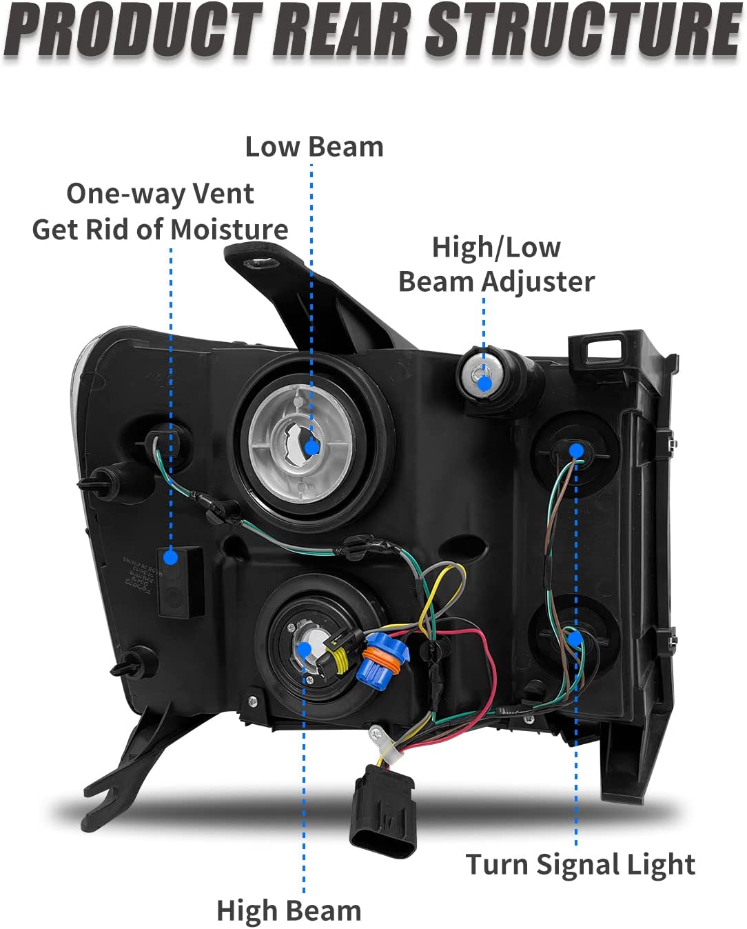 2007-2014 Sierra Headlight Assembly Compatible With Gmc 1500 0714 2500hd 3500hd Chrome Housing Amber Reflector Replacement Left And Right