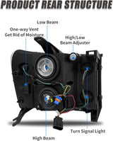 2007-2014 Sierra Headlight Assembly Compatible With Gmc 1500 0714 2500hd 3500hd Chrome Housing Amber Reflector Replacement Left And Right