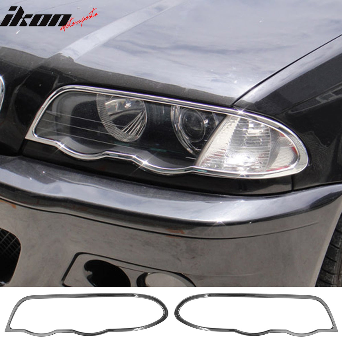 Headlight Bezel Cover Trim Surround Rim for BMW 3-Series E46 Sedan 1999-2001 Chrome ABS