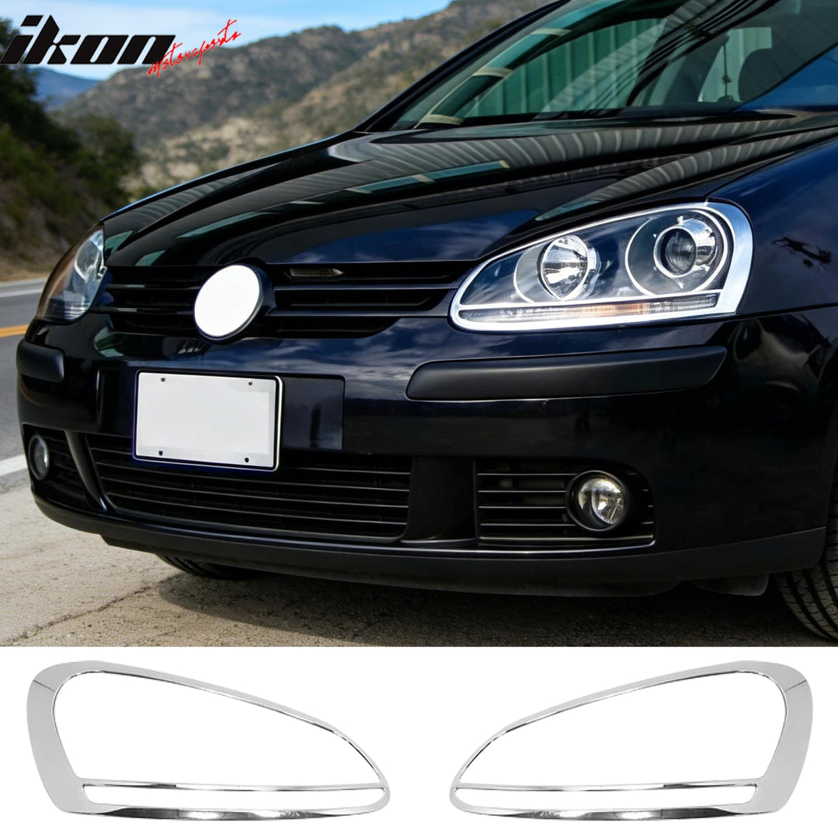 Headlight Bezels Cover Surround Rim for Volkswagen Golf 5 & Rabbit 2006-2009 Chrome ABS