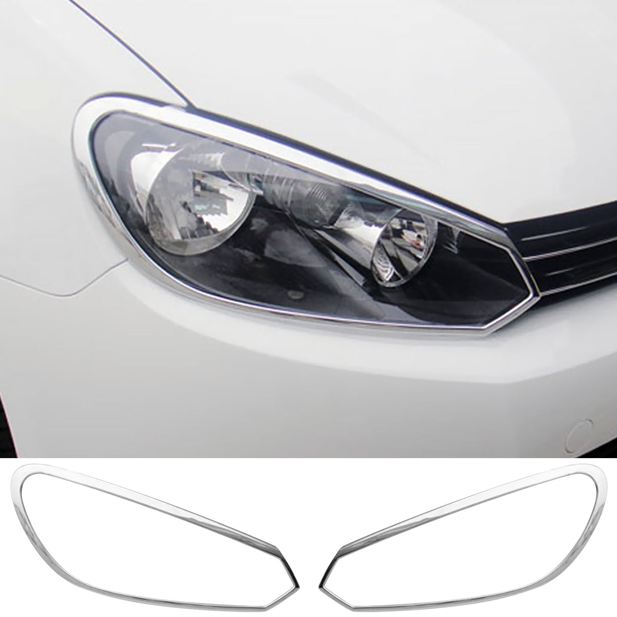 2010-2014 Volkswagen Golf 6 GTI Chrome Headlight Bezels Cover Trim Surround Rim ABS