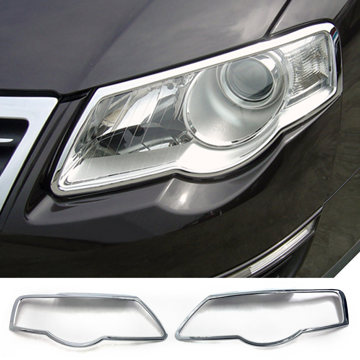 2006-2010 Volkswagen Passat Chrome Front Headlights Bezel Cover Trim Surround Rim