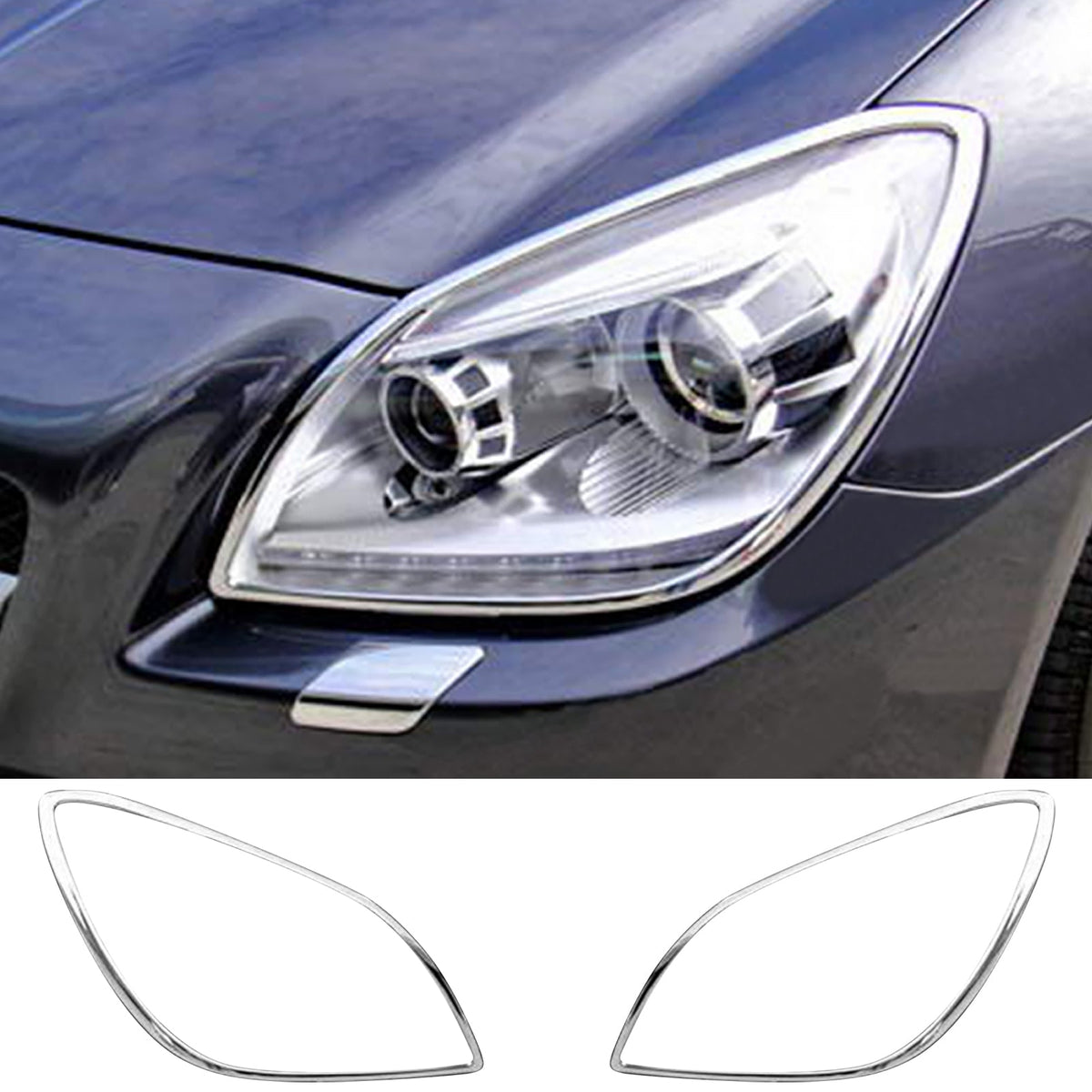 2012-2013 Benz SLK-Class-R172 Chrome Headlights Trim Bezel Cover Surround Rim ABS