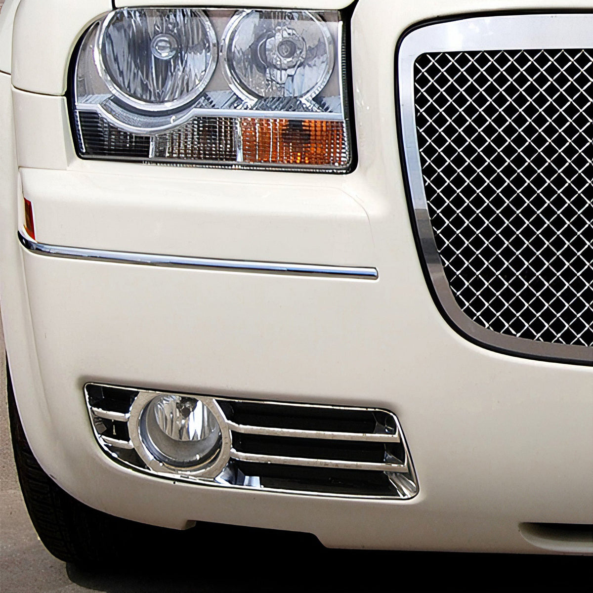 Front Fog Light Bezel Cover Trim for Chrysler 300 2005-2010 2PC Chrome ABS