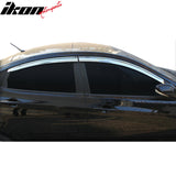 2012-2017 Hyundai Accent Sedan Chrome ABS Window Visors Tape On 4PCS