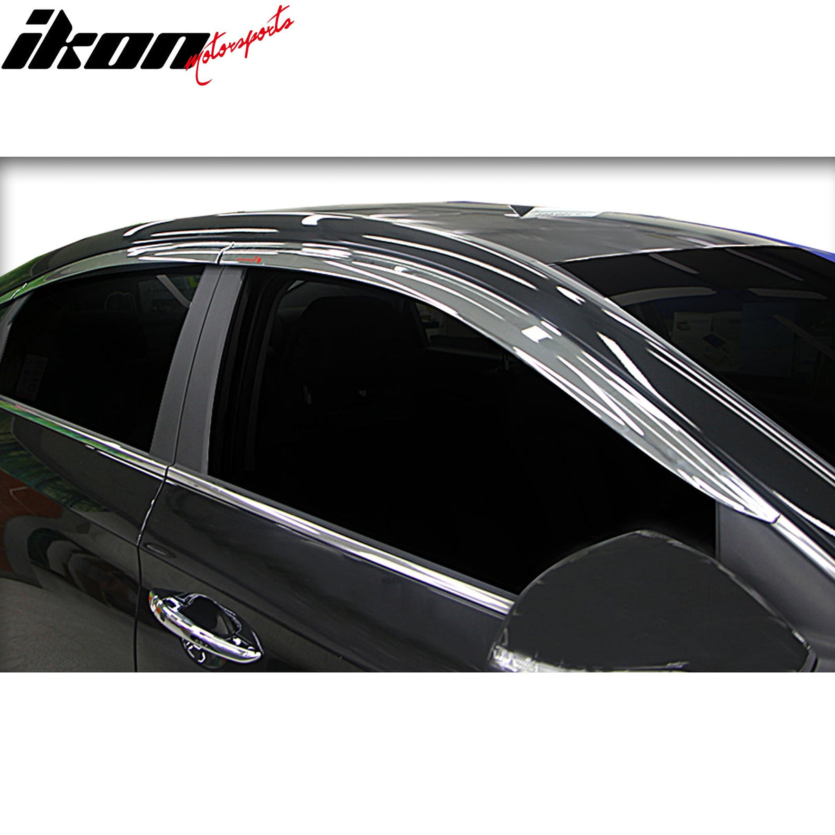 2015-2019 Hyundai Sonata Tape-On Chrome 6PCS Window Visors Guards ABS
