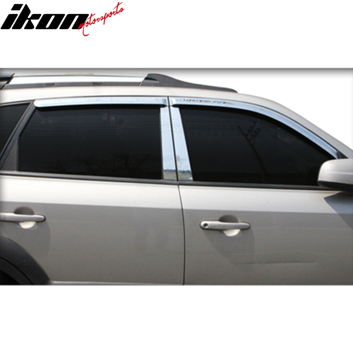 2005-2009 Hyundai Tucson Tape-On Chrome 4PCS Window Visors Guards ABS