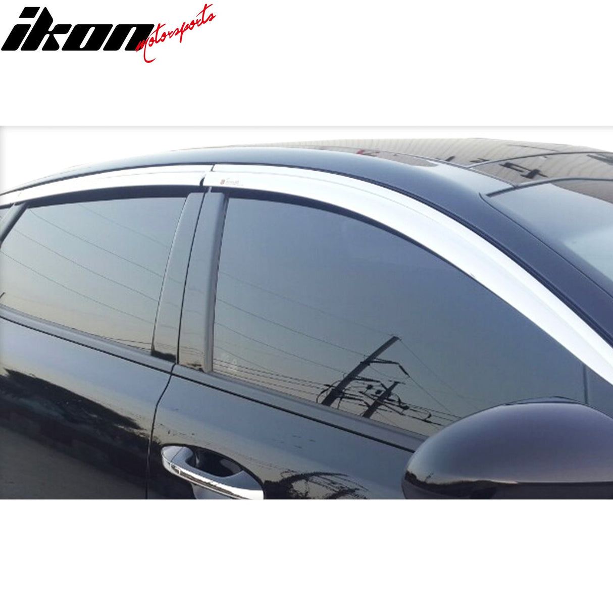 2016-2020 Kia Optima Tape-On Chrome 6PCS Window Visors Vent Guards ABS