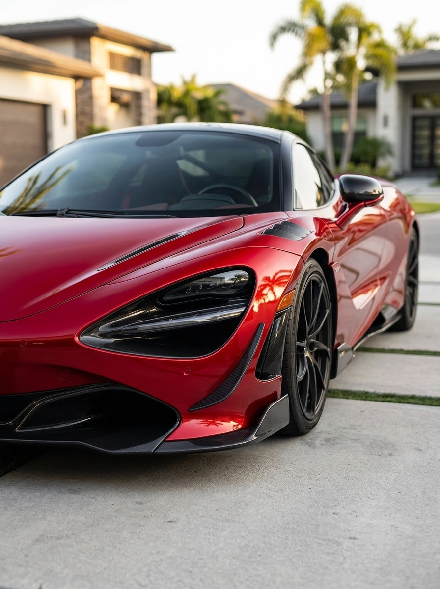 McLaren 720S Spider Dry Carbon Fiber Front Bumper Canards 2017 - 2019 Set