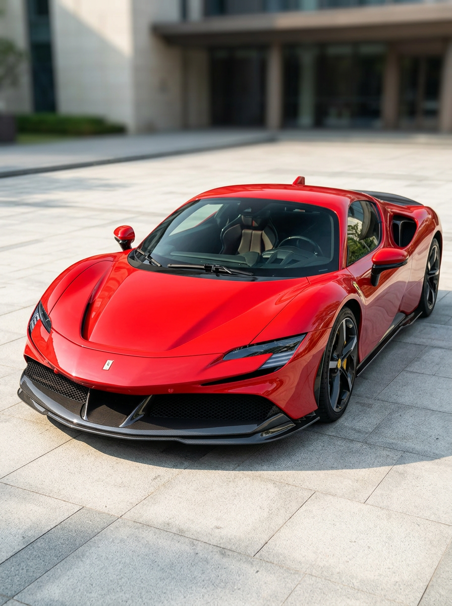 2019+ Ferrari SF90 OEM Style Bolt-On Front Lip Splitter - Dry Carbon Fiber