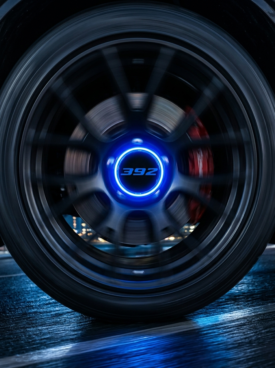 Dodge Challenger Charger 300 SRT Floating Self-Leveling LED 63mm Wheel Center Caps (Set of 4) - Metal