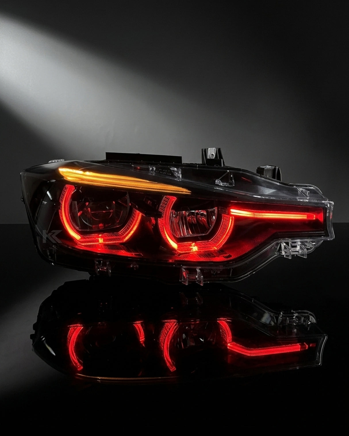 BMW 3 Series F30 / F31 / F35 V3 Smoked Triple-Color LED Headlight Assembly (White / Yellow / Red DRL) 2012 - 2018 (Replaces 63117314531)