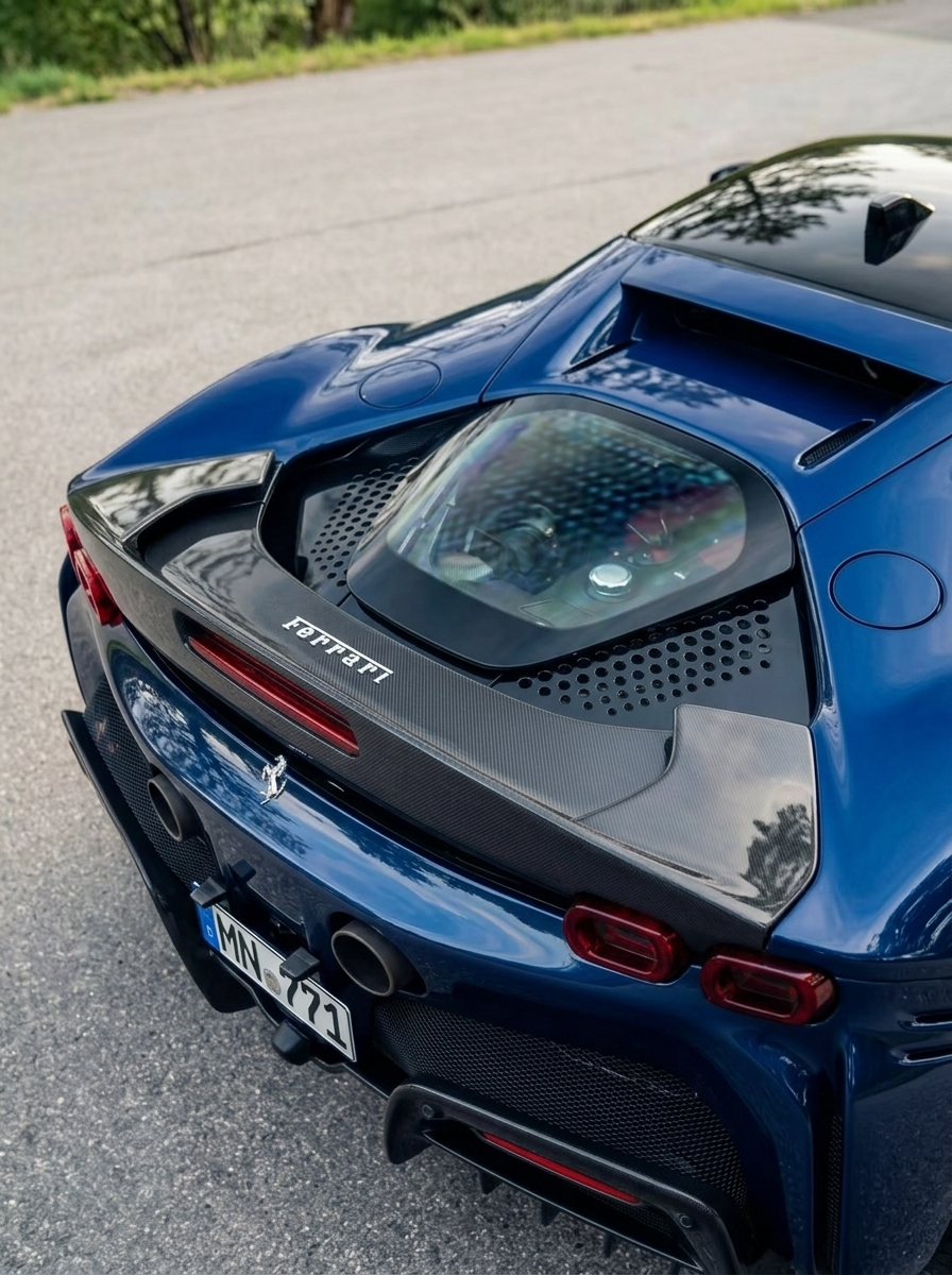 2019+ Ferrari SF90 Stradale Polished Rear Spoiler - Dry Carbon Fiber