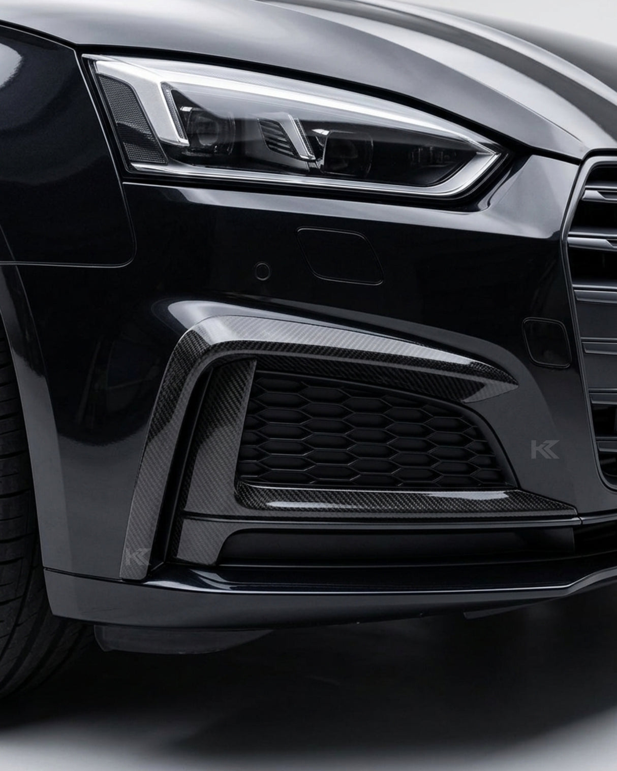 2017–2019 Audi A5 S-Line / S5 B9 Front Bumper Canards – Carbon Fiber