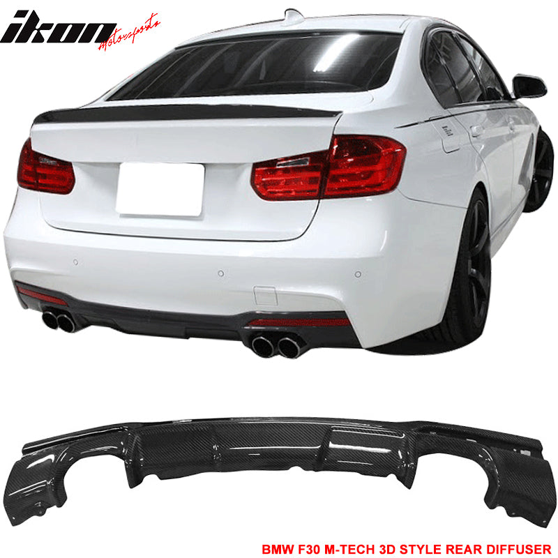 2012-2018 BMW F30 Sedan 3D Style Rear Bumper Lip Diffuser Carbon Fiber