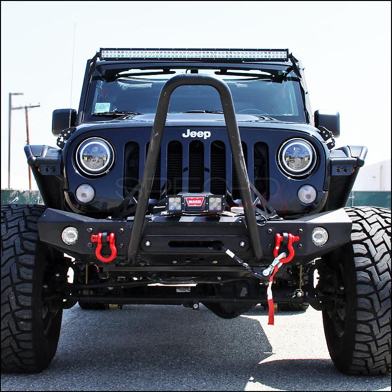 Spec-D Projector Headlights Jeep Wrangler [7" Halo LED] (Round) Black or Chrome