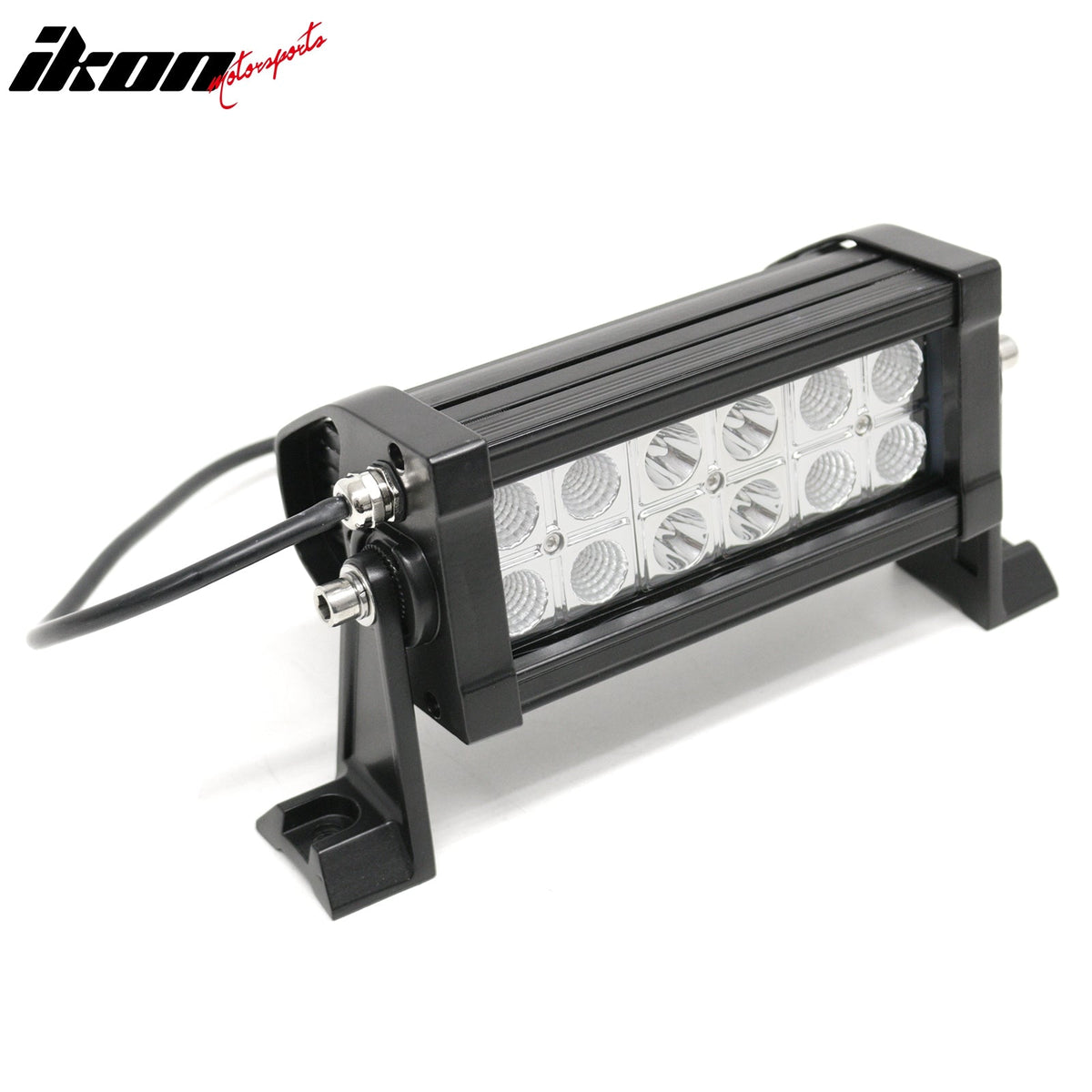 7" 36W 12 LED 2 Row 30 Flood Center + 60 Flood Outer LED Work Light Bar Spot Flood Combo Truck SUV ATV Off Road For Universal Black