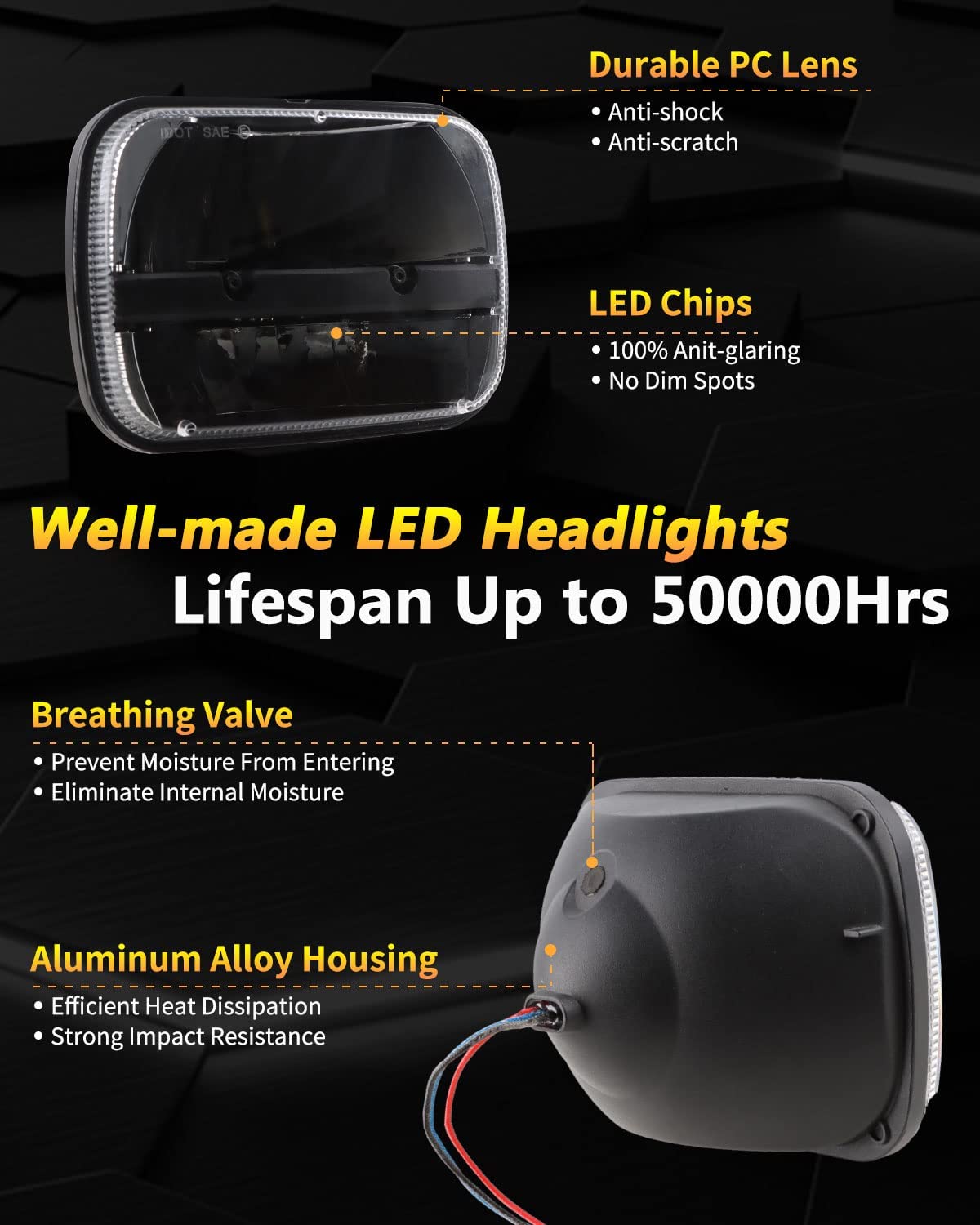 DNA MOTORING HL-OH-F1504-CH-AM Chrome Amber Headlights Replacement Compatible with 04-08 F-150/06-08 Mark LT