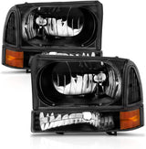 Amerilite For Ford Super Duty F250 F350 F450 F550 Excursion Chrome Factory Style Replacement Headlights Wbumper Corner Set Passenger And Driver Side