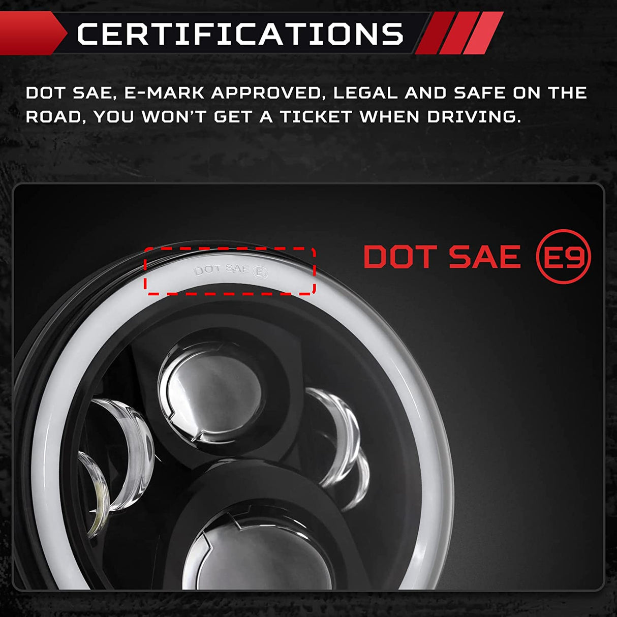 Haitzu 7 Inch LED Round Black Hilo Sealed Beam Headlight Dot Approved Compatible With Jeep Wrangler Jk Hummer H1 H2halo Amber Turn Light Drl H6024 Replacementincluded H4h13 Adaptor 2 Pcs