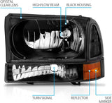 Amerilite For Ford Super Duty F250 F350 F450 F550 Excursion Chrome Factory Style Replacement Headlights Wbumper Corner Set Passenger And Driver Side