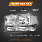 Lbrst Headlight Assembly For Gmc Sierra 1500 19992006 Classic 2007 2500 19992004 Chrome Housing Reflector Clear Lens Driver And Passenger Side Headlamp