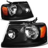 DNA MOTORING HL-OH-F1504-CH-AM Chrome Amber Headlights Replacement Compatible with 04-08 F-150/06-08 Mark LT