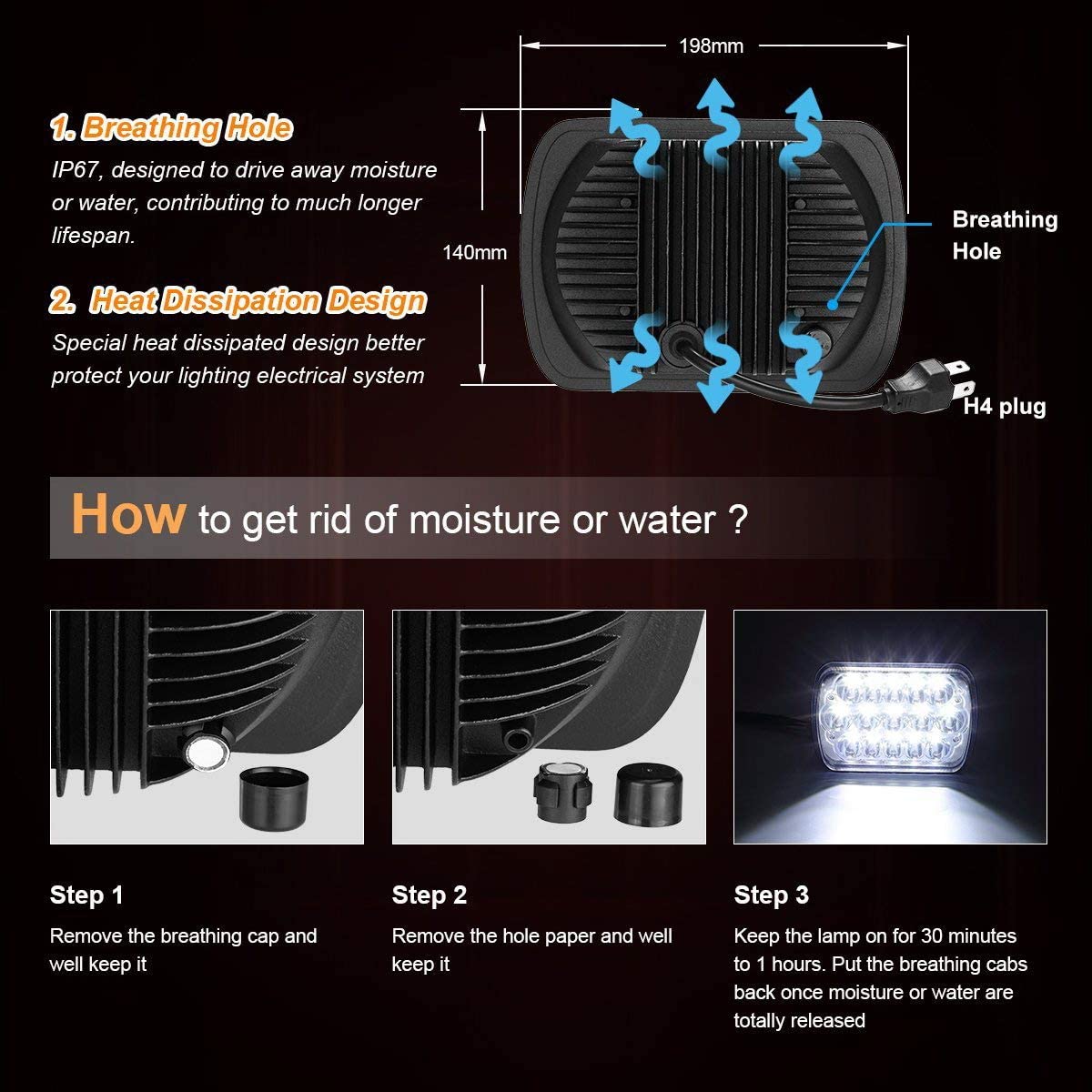 H5054 Kaslight 5x7 LED Headlights 7x6 Highlow Beam Sealed H4 9003 6054 Socket For Jeep Wrangler Yj Xj S10 Pickup Chevy Blazer Express Vancherokee Truck Ford E250