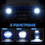 Aaiwa 7 Inch Round LED Headlight Daytime Running Light Dlr High Low Beam For Car Motorcycle With H4 H13 Adapter 2 Pack