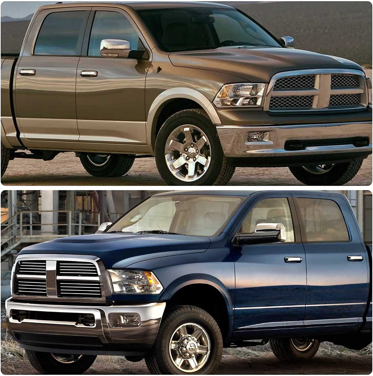 2009-2018 Dodge Ram Headlight Assembly Compatible with Ram 1500 / Ram 2500 3500 / 2010-2018 / Ram 2500 3500 / 2019-2021 Ram 1500 Classic, Chrome Housing Amber Reflector Replacement