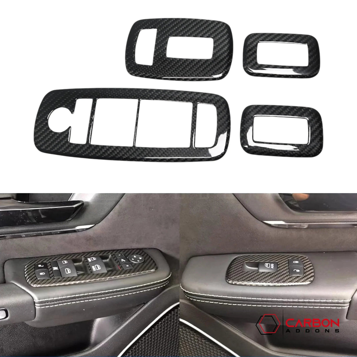 2019+ RAM 1500/TRX Interior Window Switch Trim Hard Carbon Fiber Cover