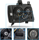 Amerilite Black Replacement Headlights For Chevy Tahoe Suburban Avalanche Pair Driver And Passenger Side Housing