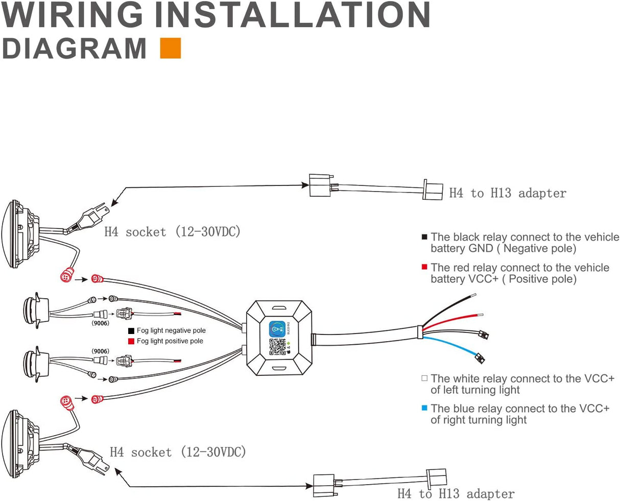 1997-2018 Jeep Wrangler 7 Inch RGB Halo Headlights And Fog Lights Bluetooth Color Control Dot Kits For 19972018 Jk Jku Tj Ljw Ring Drl Amber Turn Signal hi/lo Beam Multicolor