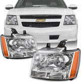 Akkon For 0713 Suburban Tahoe Avalanche Chrome Clear Headlights Direct Replacement Left Right