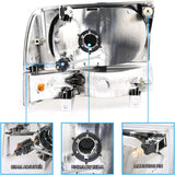 Amerilite For Ford Super Duty F250 F350 F450 F550 Excursion Chrome Factory Style Replacement Headlights Wbumper Corner Set Passenger And Driver Side