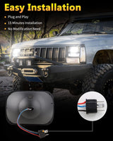 1 Pair 105W 5x7" / 6x7" Rectangular Headlights Compatible with 1997-2010 Jeep Wrangler YJ Cherokee XJ Kenworth T300 Replacement H6054 H6054LL 69822 6052 6053 (2PCS)