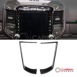 2019+ RAM 1500/TRX/RHO Infotainment Screen AC Vent Trim Hard Carbon Fiber Cover