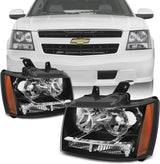 Akkon For 0713 Suburban Tahoe Avalanche Chrome Clear Headlights Direct Replacement Left Right