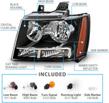 Amerilite Black Replacement Headlights For Chevy Tahoe Suburban Avalanche Pair Driver And Passenger Side Housing