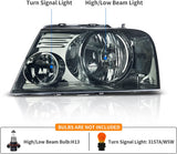 2004-2008 Ford F150 Headlights With Smoked Lens Chrome Housing Reflector