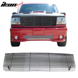 Front Bumper Upper Hood Horizontal Billet Grille Insert Assembly Replacement 1992-1996 Ford F-150/Bronco & 1992-1997 F-250 Chrome Aluminum